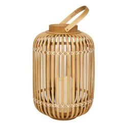Found & Fable LED Bamboo Wood Lantern, 10"