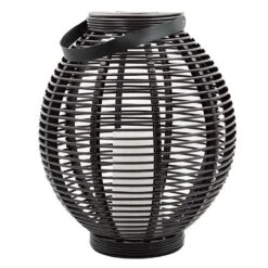 Found & Fable LED Candle Black Faux Rattan Solar Lantern, 18.5"