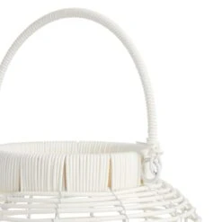 Found & Fable LED White Faux Wicker Barrel Lantern, Large -Patio Furniture Shop found fable led white faux wicker barrel lantern large 2