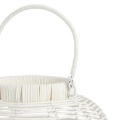 Found & Fable LED White Faux Wicker Barrel Lantern, Medium -Patio Furniture Shop found fable led white faux wicker barrel lantern medium 2