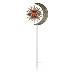 Found & Fable Metal Sun & Moon Garden Stake, 42"