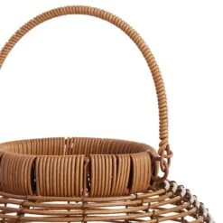 Found & Fable Natural Brown Faux Wicker Barrel Lantern With LED Bulb, Medium -Patio Furniture Shop found fable natural brown faux wicker barrel lantern with led bulb medium 2