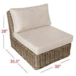 Found & Fable Set Of 2 Hamptons All-Weather Wicker Armless Outdoor Chair With Cushion -Patio Furniture Shop found fable set of 2 hamptons all weather wicker armless outdoor chair with cushion 6
