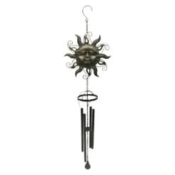 Found & Fable Sun Face Metal Wind Chime, 32"