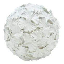Found & Fable White Ginkgo Leaf Decorative Sphere, Small