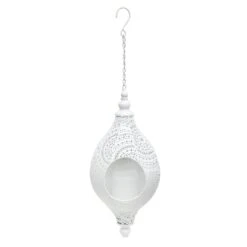 Found & Fable White Hanging LED Teardrop Lantern, 17"