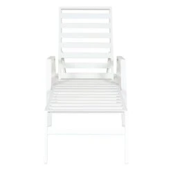 Grammercy Steel Slat Outdoor Chaise Lounge Chair, White -Patio Furniture Shop grammercy steel slat outdoor chaise lounge chair white 2