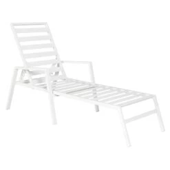 Grammercy Steel Slat Outdoor Chaise Lounge Chair, White
