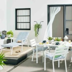 Grammercy Steel Slat Outdoor Chaise Lounge Chair, White -Patio Furniture Shop grammercy steel slat outdoor chaise lounge chair white 3