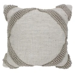 Grey Fringe Outdoor Throw Pillow, 18"