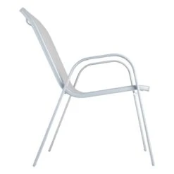 Grey & Silver Sling Stacking Chair -Patio Furniture Shop grey silver sling stacking chair 3