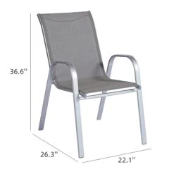 Grey & Silver Sling Stacking Chair -Patio Furniture Shop grey silver sling stacking chair 5