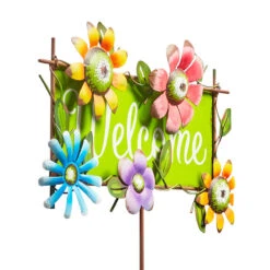 GRN WELCOME STAKE W/FLOWERS -Patio Furniture Shop grn welcome stake w flowers 3