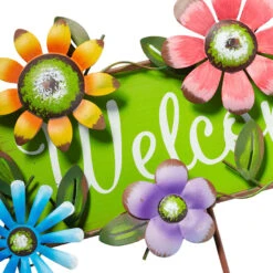 GRN WELCOME STAKE W/FLOWERS -Patio Furniture Shop grn welcome stake w flowers 4