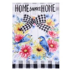 Home Sweet Home Spring Bird Wreath Garden Flag