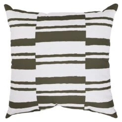 Honeybloom Avocado Broken Striped Outdoor Throw Pillow, 16"