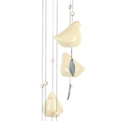 Honeybloom Cream Ceramic Bird Wind Chime, 35.8" -Patio Furniture Shop honeybloom cream ceramic bird wind chime 35.8 3
