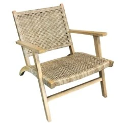 Honeybloom Delia All-Weather Wicker & Acacia Wood Outdoor Lounge Chair