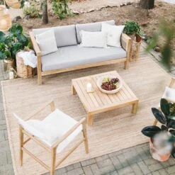 Honeybloom Park City Blonde Acacia Wood Outdoor Coffee Table -Patio Furniture Shop honeybloom park city blonde acacia wood outdoor coffee table 2