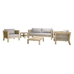 Honeybloom Park City Blonde Acacia Wood Outdoor Sofa -Patio Furniture Shop honeybloom park city blonde acacia wood outdoor sofa 3