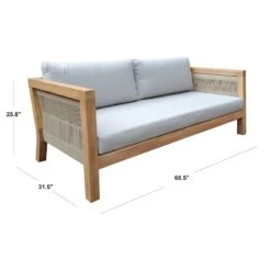 Honeybloom Park City Blonde Acacia Wood Outdoor Sofa -Patio Furniture Shop honeybloom park city blonde acacia wood outdoor sofa 5