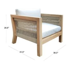 Honeybloom Park City Outdoor Blonde Acacia Wood Lounge Chair With Rope Accent -Patio Furniture Shop honeybloom park city outdoor blonde acacia wood lounge chair with rope accent 3