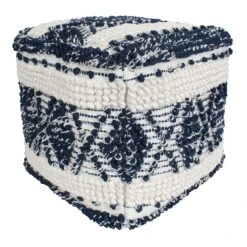 Indigo Outdoor & Indoor Pouf, 17"