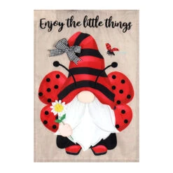Ladybug Gnome Garden Flag