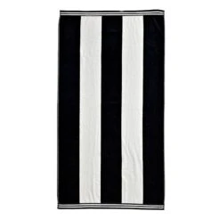 Laila Ali Black Cabana Striped Beach Towel, 34x62