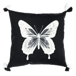 Laila Ali Black & White Butterfly Outdoor Throw Pillow, 18"
