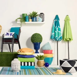 Laila Ali Black & White Geometric Pouf, 17" -Patio Furniture Shop laila ali black white geometric pouf 17 3