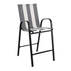 Laila Ali Stackable Black & White Striped Sling Patio Barstool