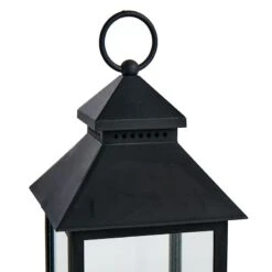 LED Candle Weatherproof Black Lantern With Timer, 12" -Patio Furniture Shop led candle weatherproof black lantern with timer 12 2