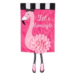 Lets Flamingle Pink Yard Flag, 18"