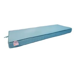 Light Blue Gusseted Outdoor Bench Cushion