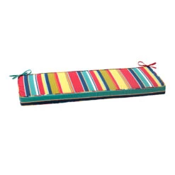 Macrae Garden Striped Gusseted Outdoor Bench Cushion