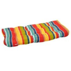 Macrae Garden Striped Outdoor Wicker Settee Cushion