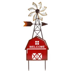 Metal Barn Pinwheel Yard Stake, 27.5"