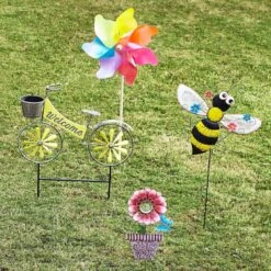 Metal Bike Stake Yellow, 28" -Patio Furniture Shop metal bike stake yellow 28 3