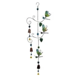 Metal Glass Hummingbird Wind Chime, 34.6"