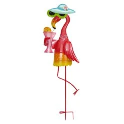 Metal Party Flamingo Stake, 38"