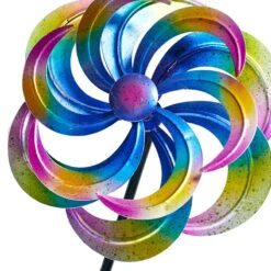 Metal Wind Spinner Stake Peacock Action, 36" -Patio Furniture Shop metal wind spinner stake peacock action 36 2