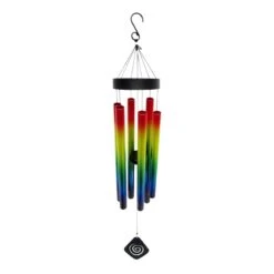 Multicolored Metal & Wood Tuned Windchime, 39"