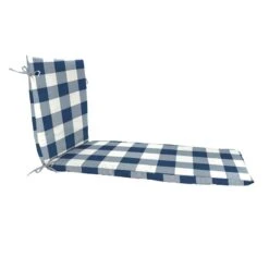 Navy Blue Buffalo Plaid Basic Outdoor Chaise Lounge Cushion