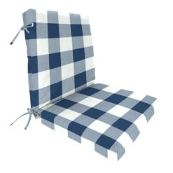 Navy Blue Buffalo Plaid Hinged Cushion