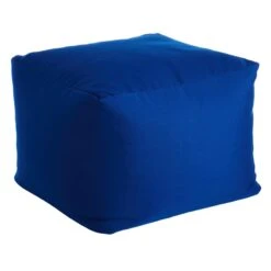 Navy Blue Canvas Outdoor Pouf, 20"