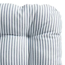 Navy Blue Ticking Striped Outdoor Wicker Seat Cushion -Patio Furniture Shop navy blue ticking striped outdoor wicker seat cushion 2