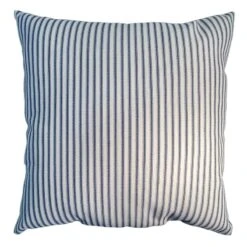 Navy Blue Ticking Striped Oversized Outdoor Throw Pillow