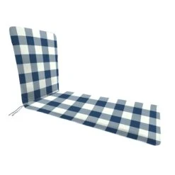 Navy Buffalo Check Outdoor Basic Chaise Lounge Cushion