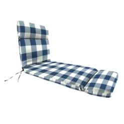 Navy Buffalo Check Universal Outdoor Chaise Lounge Cushion